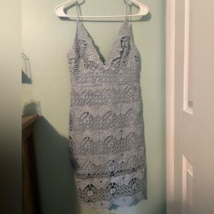 Lulu's Lace Midi Dress in Light Blue